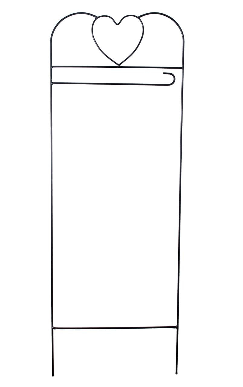 Black Powder Coated Wrought Iron Heart Garden Flag Arbor