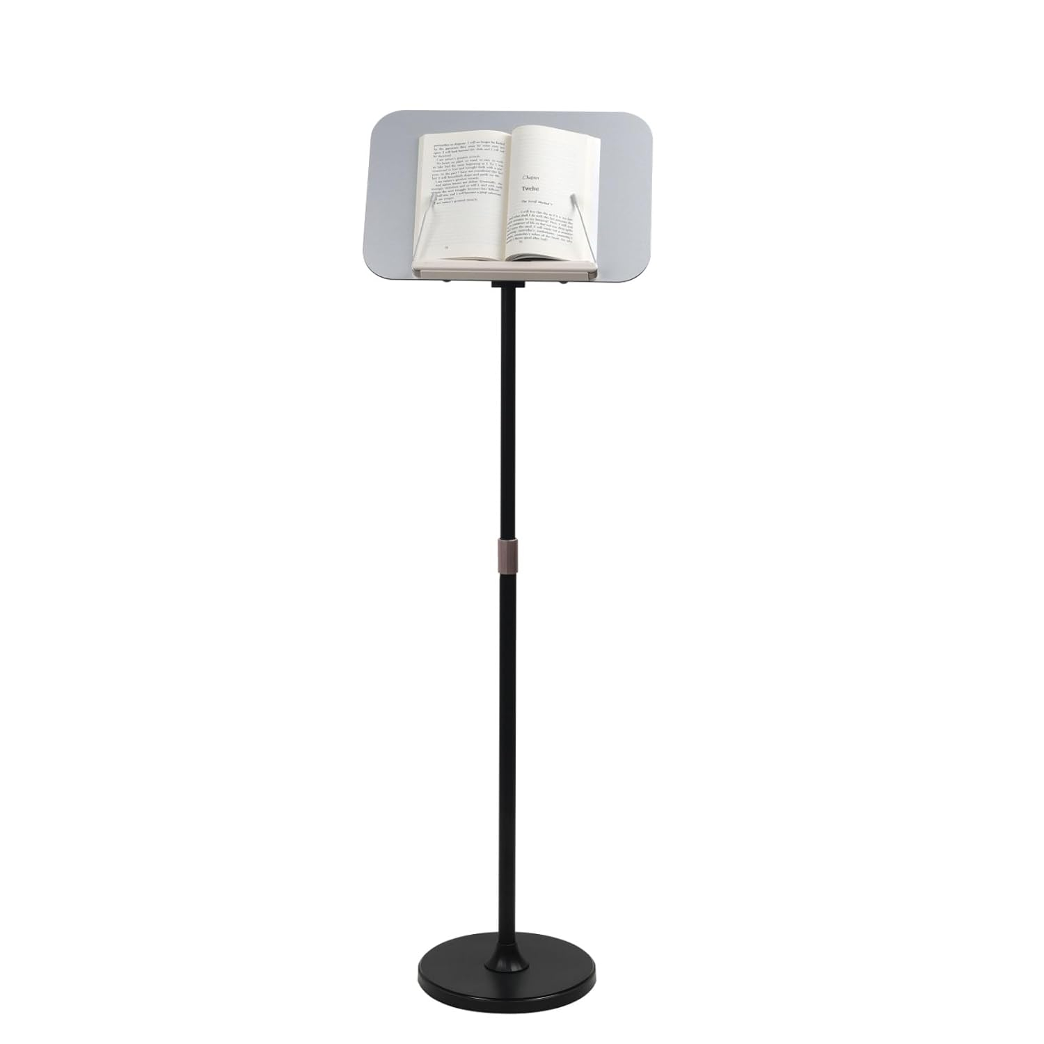 Portable Floor Lectern Podium Stand for Speech, Presentation, with Black Stand, Gray Board and Adjustable Height for Laptop, Book or Sheet Music