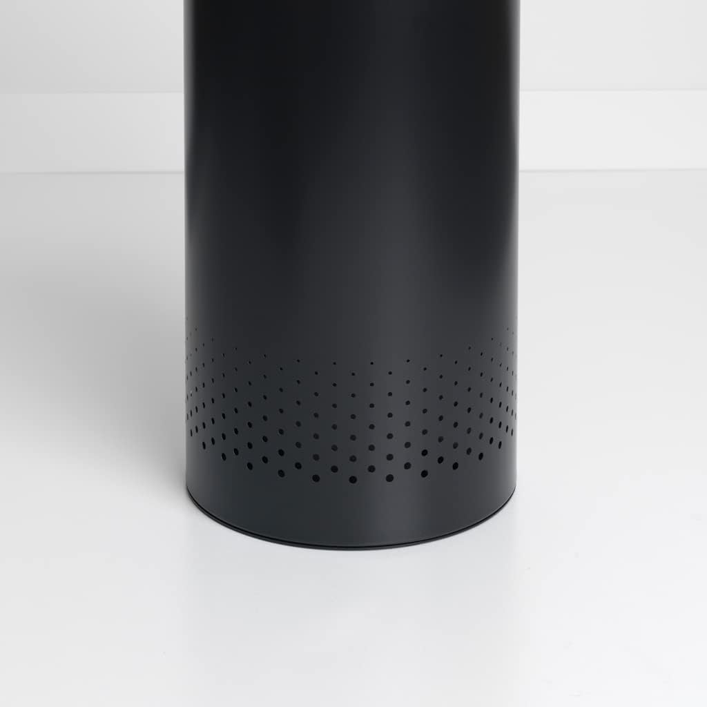 Brabantia - Laundry Hamper - with Cork Lid - Ventilation Holes - Corrosion Resistant Materials - Hygienic - Discrete - Laundry Basket - Bathroom - with Small Hole - Matt Black - 16 Gal