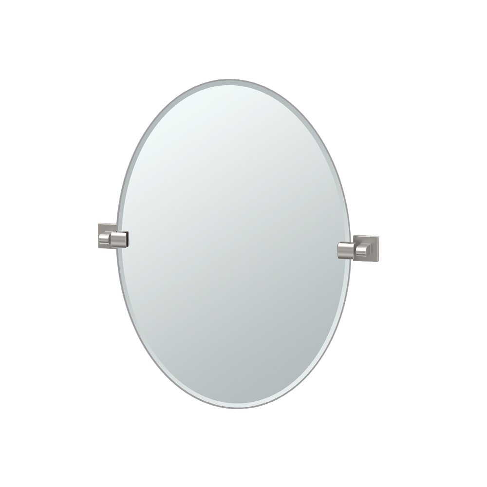 Elevate Frameless Oval Wall Mirror | Bathroom Vanity Pivoting and Beveled Mirror