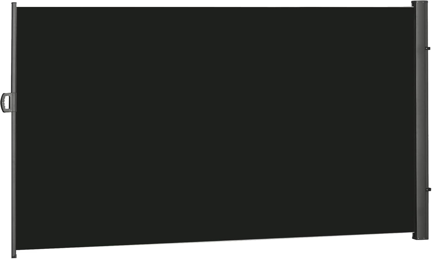 Black Retractable Outdoor Privacy Screen with Steel Housing