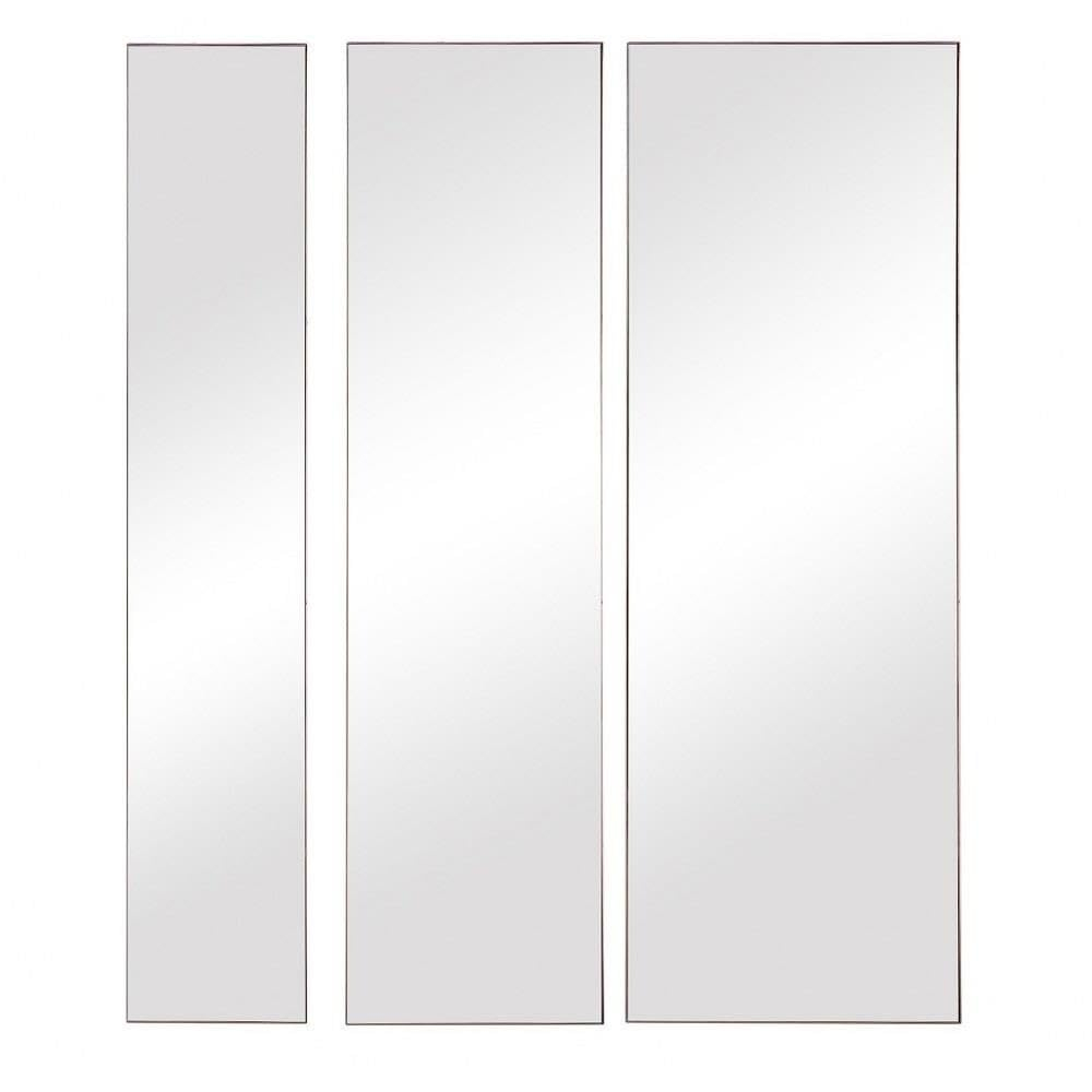 Uttermost Rectangular Vanity Decorative Wall Mirrors Set of 3 Modern Gold Leaf Metal Frame 16" Wide for Bathroom Bedroom Office