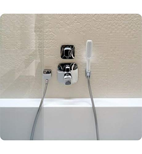 hansgrohe PuraVida Avantgarde Minimalist Volume and Auto Temperature Control 2-Handle 6-inch Wide Thermostatic Shower Trim for Rough-in Valve in Chrome, 15775001