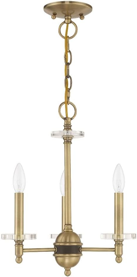 Bancroft Antique Brass Mini Chandelier with Clear Crystal Accents