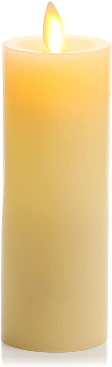 Luminara Classic Slim Flameless LED Candle, Ivory 2" x 6.1", Battery Operated Moving Flame Pillar w/Timer, Safe Realistic Wax Candle, Home Decor