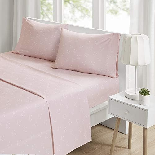 Twin Pink Cats Print Microfiber Sheet Set