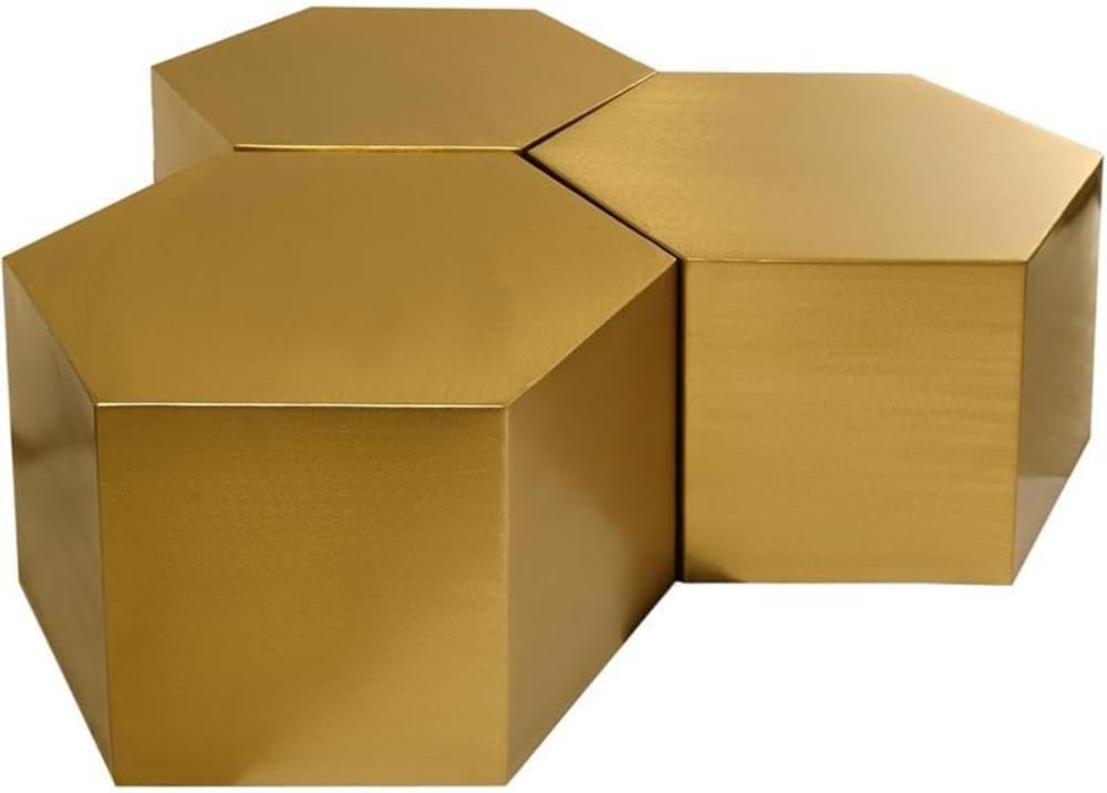 Meridian Furniture Hexagon Brushed Gold 3 Piece Modular Coffee Table