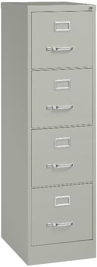Pemberly Row 4 Drawers 52" Vertical Black Metal Filing Cabinet Lockable Pre-Assembled Stationary Letter Size for Home, Office