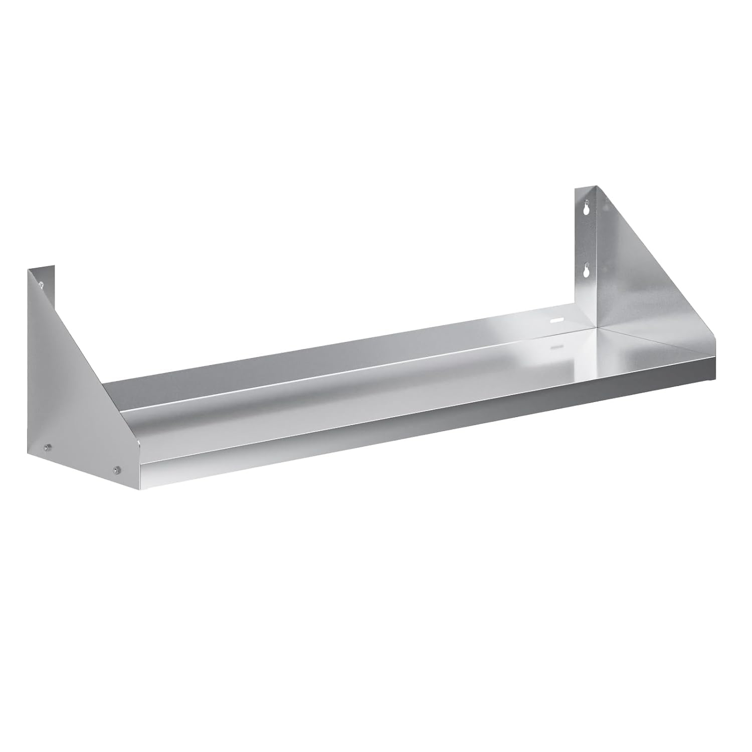 48" Long Stainless Steel Wall Shelf with Side Guards