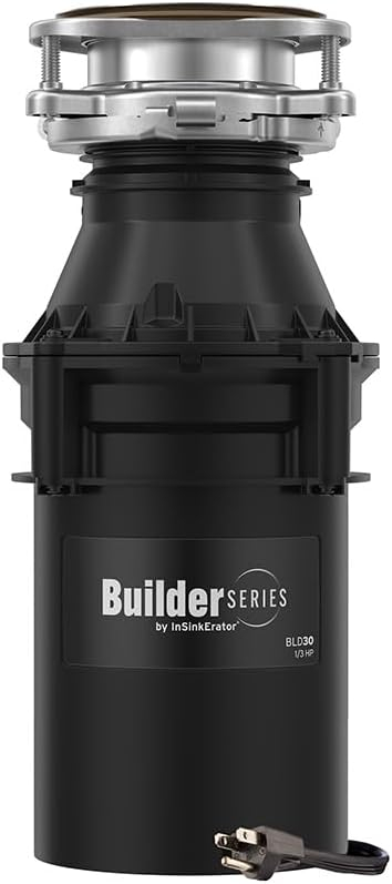 InSinkErator Builder Series BLD30 W/C Kitchen Garbage Disposal with Power Cord, 1/3 HP Motor Continuous Feed, Black