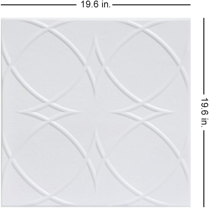 A La Maison Ceilings R82 Circles and Stars Foam Glue-up Ceiling Tile (259.2sq. ft./Case), Pack of 96, Ultra Pure White - Satin (Behr)