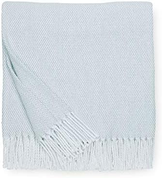 Lightweight Cotton Basketweave Throw Blanket with Fringe