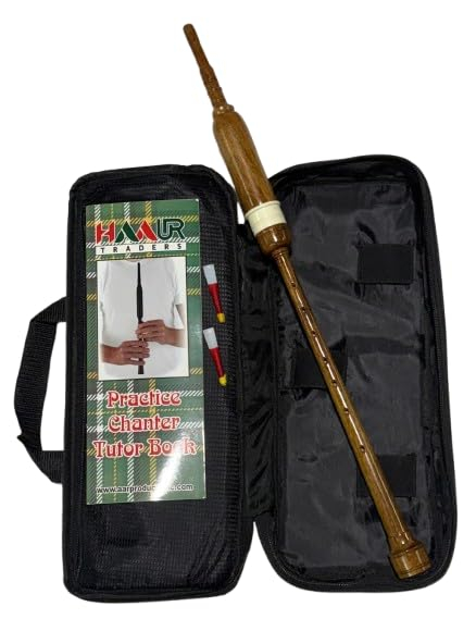 AAR Long Bagpipe Practice Chanter Length 21" Natural color Rosewood Scottish Highland Reeds, Bag & Book