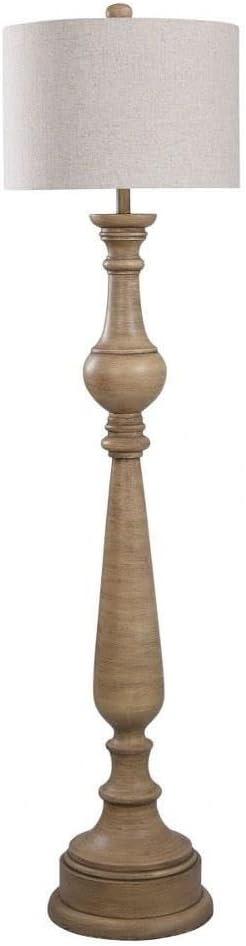 Tipton Farmhouse Floor Lamp - Taupe Washed Finish - Beige Shade