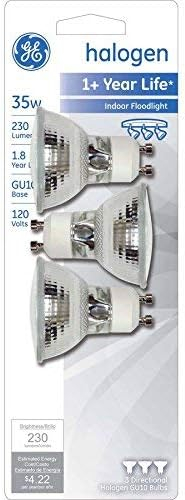 General Electric GU10 Halogen 35W Indoor Floodlight Bulb, (3 Pack)