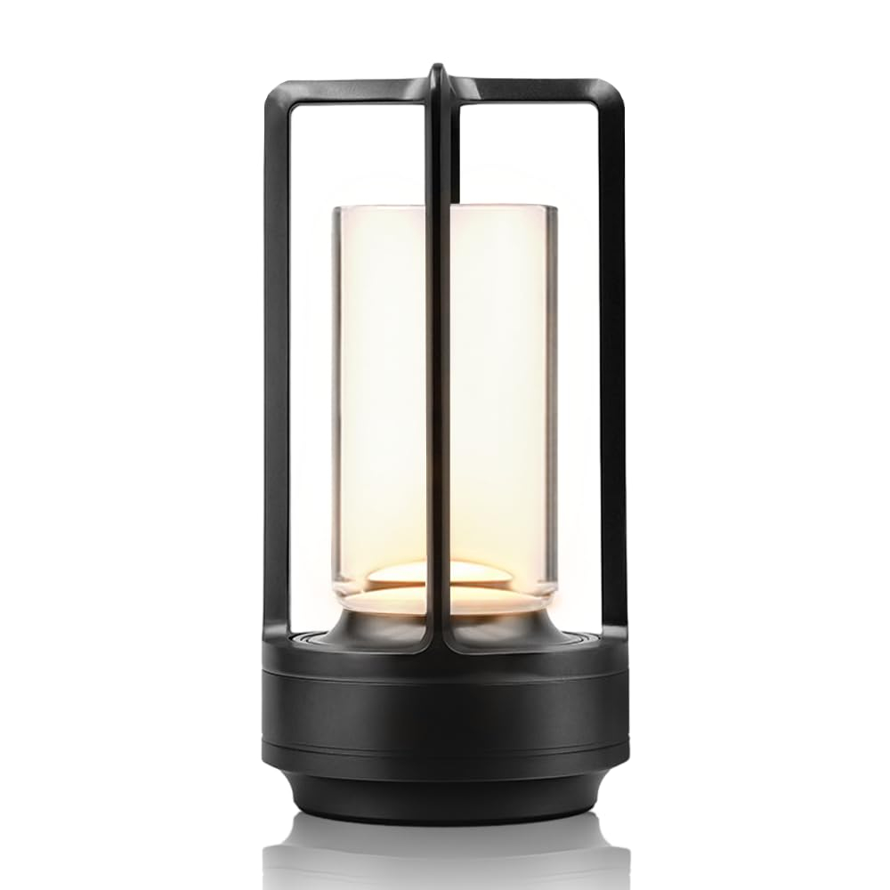Jkung Portable Metal Table Lamp Touch Control Adjustable Dimmable Flicker Free Rechargeable Cordless Battery Powered Small Desk Lamp