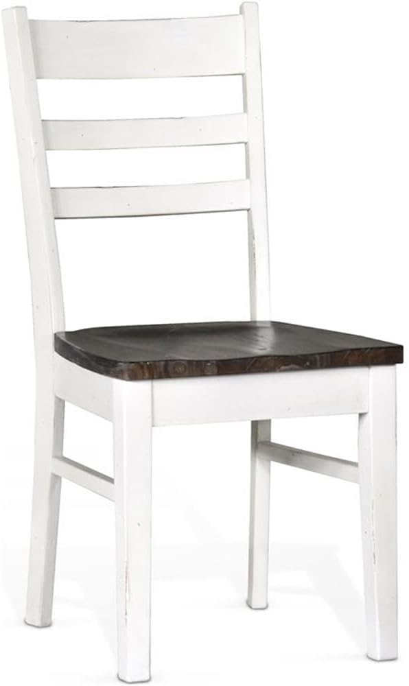 Pemberly Row 18" Wood Ladderback Chair in White and Dark Brown (Set of 2)