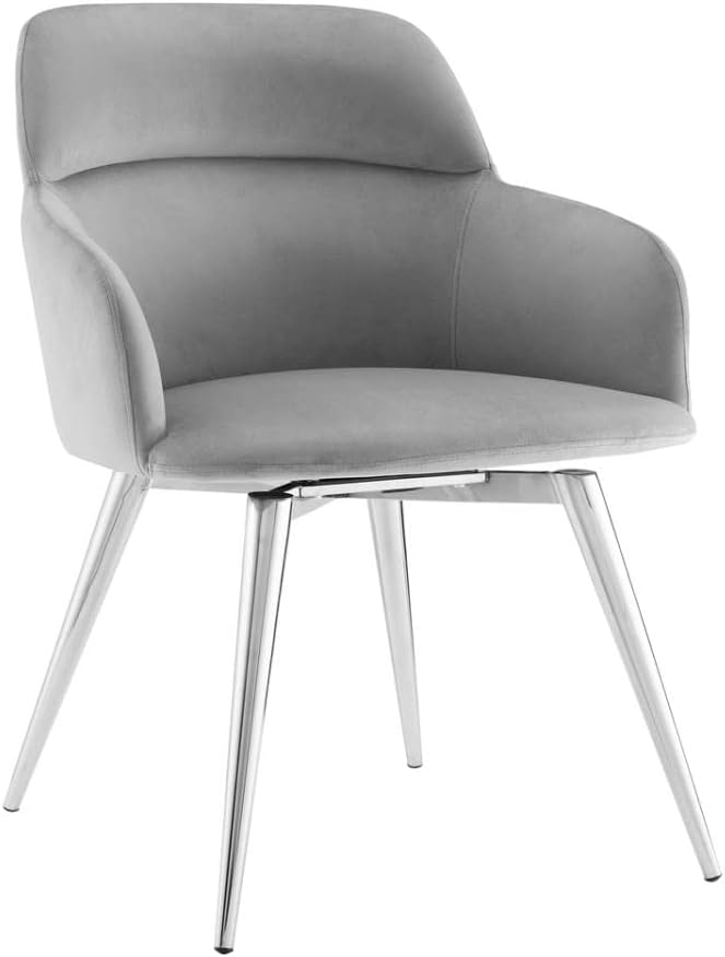 Casabianca Home Pirouette 180 swivel dining chair in gray velvet.
