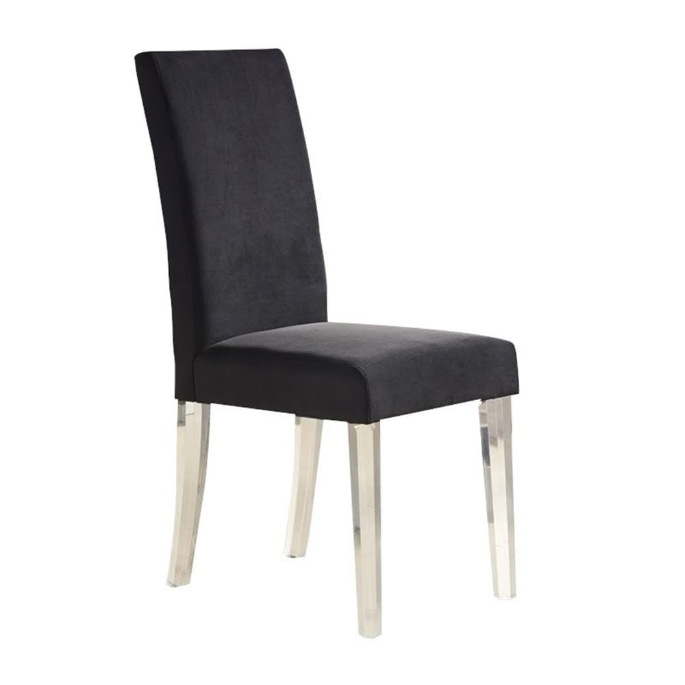 Dalia Modern and Contemporary Dining Chair in Velvet with Acrylic Legs (Set of 2)