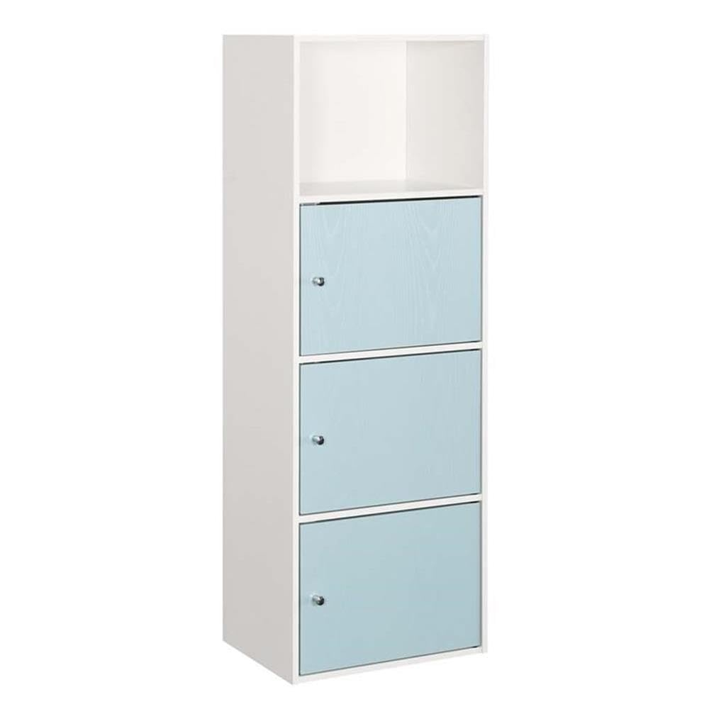 Convenience Concepts Xtra Storage 3 Door Cabinet with Shelf, White/Sea Foam Blue
