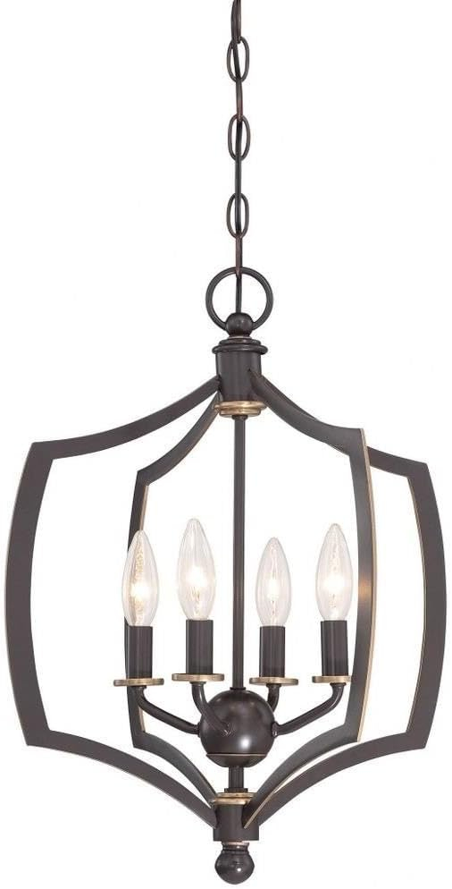 Mini Chandelier 4 Light Downton Bronze/Gold In Transitional Style 20.25 Inches Tall By 16 Inches Wide     -Traditional Installation Minka Lavery