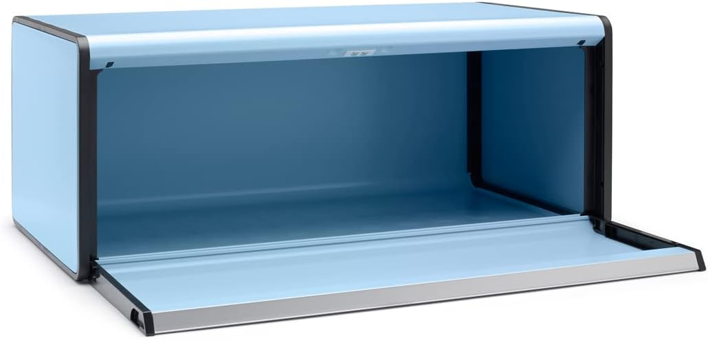 Dreamy Blue Large Rectangular Metal Bread Box with Flat Top