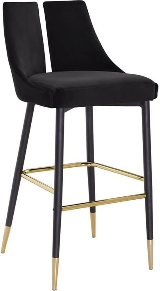 Meridian Furniture Sleek Black Velvet Stool (Set of 2)