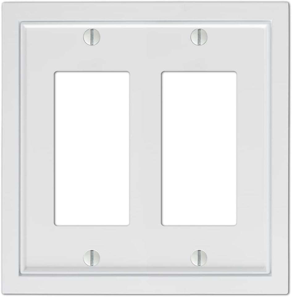 Amerelle 900RRW Shaker Wallplate, 2 Rocker, Cast Metal, White, 1-Pack