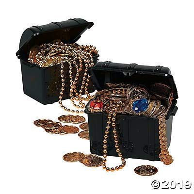 Black Plastic Stackable Pirate Treasure Chests Set of 12