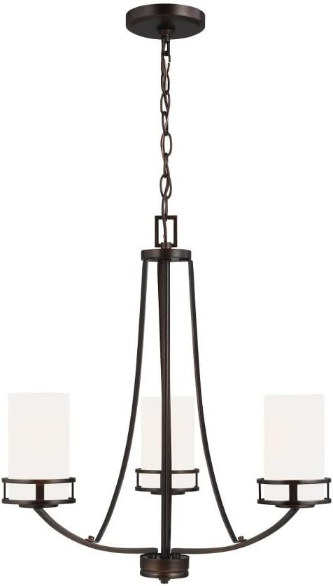 Generation Lighting 3-Light Robie Chandelier Bronze 3121603-710, Modern Ceiling Light Fixture for Room Decor| Chandelier for Dining Room or Living Room Uses A19 Standard or LED Light Bulbs