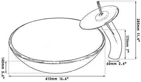 Green Glass Vessel Sink With Faucet And Pop-Up Drain Combo 17 Inch Round Tempered Glass Basin Bathroom Bowl Sinks Above Counter Sink Bowls For Small Vanities Top Mount Easy Installation