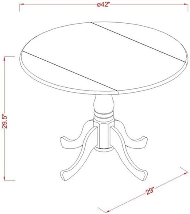 East West Furniture,Dublin Round Table With Two 9" Drop Leaves In A Mahogany Finish