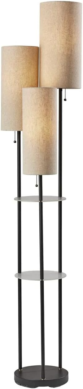 Trio Shelf Floor Lamp in Matte Black Finish