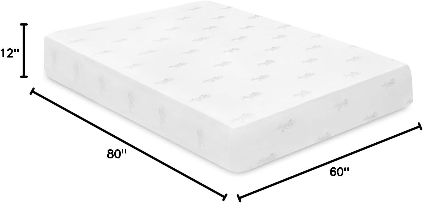 Luxury Queen 12-Inch Gel Memory Foam Medium-Firm Mattress, White