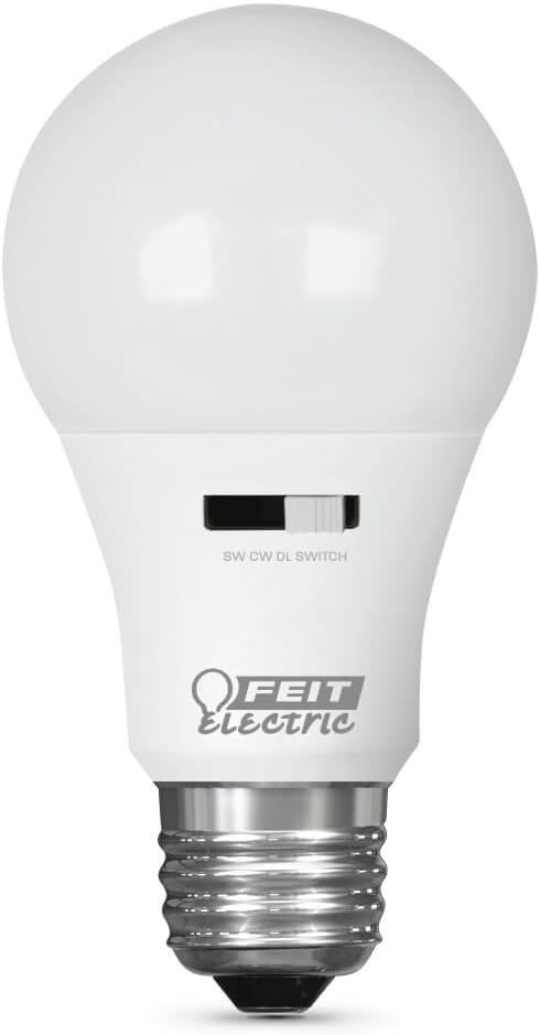 Feit Electric LED Motion Sensor Light Bulb, A19 60W Equivalent, 5CCT, Non-Dimmable, E26 Medium Base, 90 CRI, 800 Lumens, Standard Light Bulb with Switch on Bulb, 15-Year Lifetime, OM60/5CCTCA/MM/LEDI