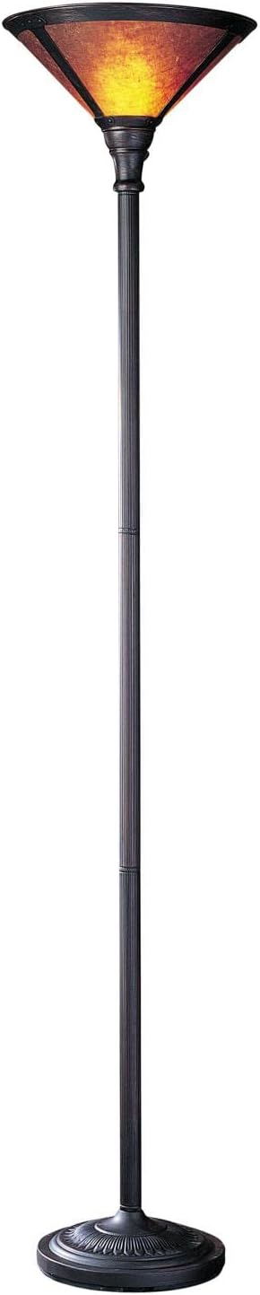 Cal Lighting BO-469 One Light Torchiere-9.5 Inches Wide by 23.5 Inches High   Torchiere Lamp - Antique Bronze - Mica Shade