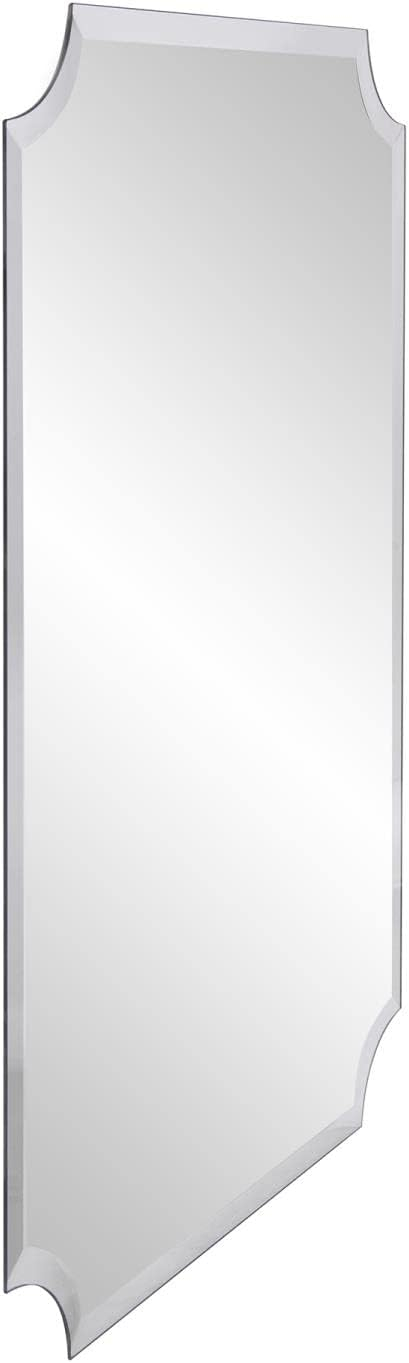 Howard Elliott Frameless Silver Rectangle Wall Hanging Mirror, Elegant Beveled Edges Frameless Wall Hanging Mirror, Modern Accent Decorative Vanity Mirror for Bathroom, Entryway, Bedroom, 24 x 36 inch