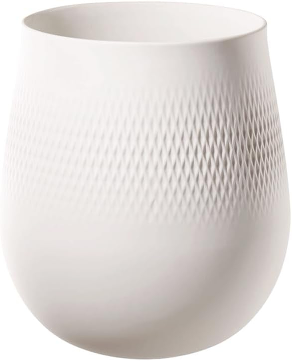 Large Matte White Porcelain Textured Vase for Bouquets