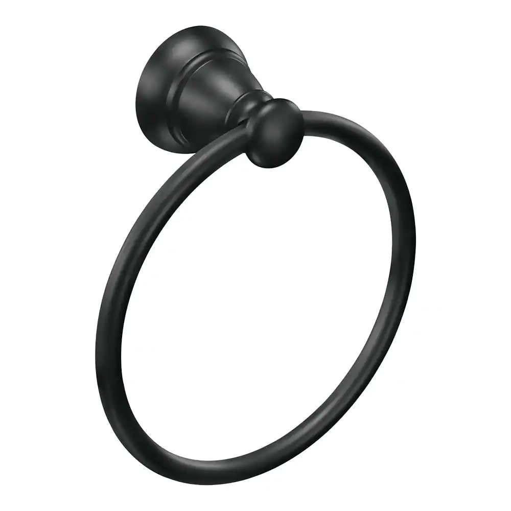 Moen Banbury Y2686BL Towel Ring, 6 in Dia Ring, Aluminum/Zinc, Matte, Wall Mounting