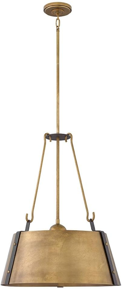 3 Light Large Drum Chandelier In Traditional-Rustic-Industrial Style 19.5 Inches Wide By 25 Inches High-Rustic Brass Finish Hinkley Lighting 3395Rs