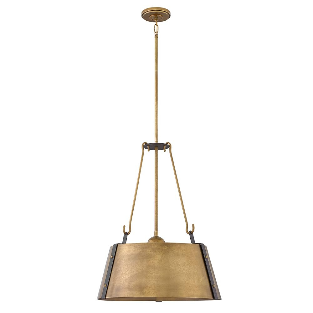 3 Light Large Drum Chandelier In Traditional-Rustic-Industrial Style 19.5 Inches Wide By 25 Inches High-Rustic Brass Finish Hinkley Lighting 3395Rs