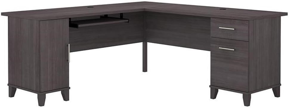 Bush Furniture Somerset 72" L Shaped Desk with Storage, Storm Gray