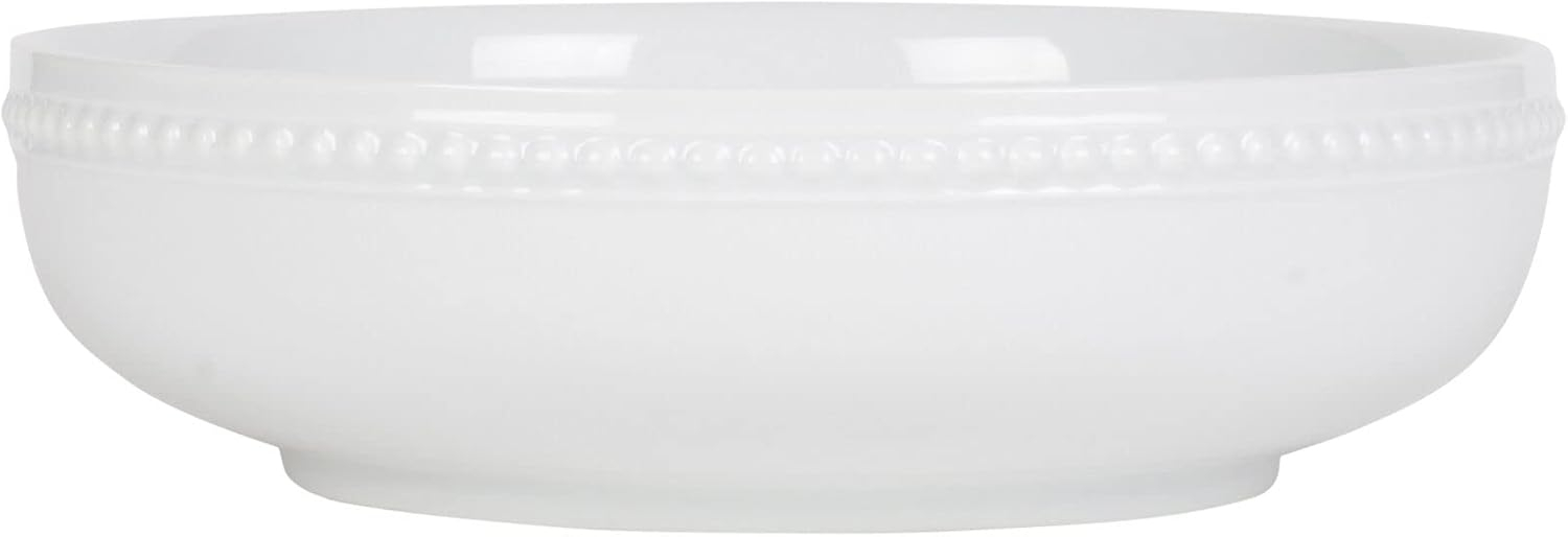 Everyday White by Fitz and Floyd Beaded Dinner Pasta Bowls, Set of 4