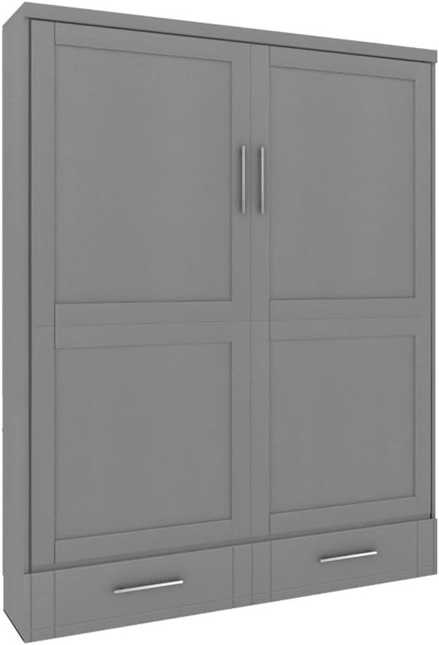 RoomAndLoft Modern Solid Wood Queen Murphy Wall Bed Gray