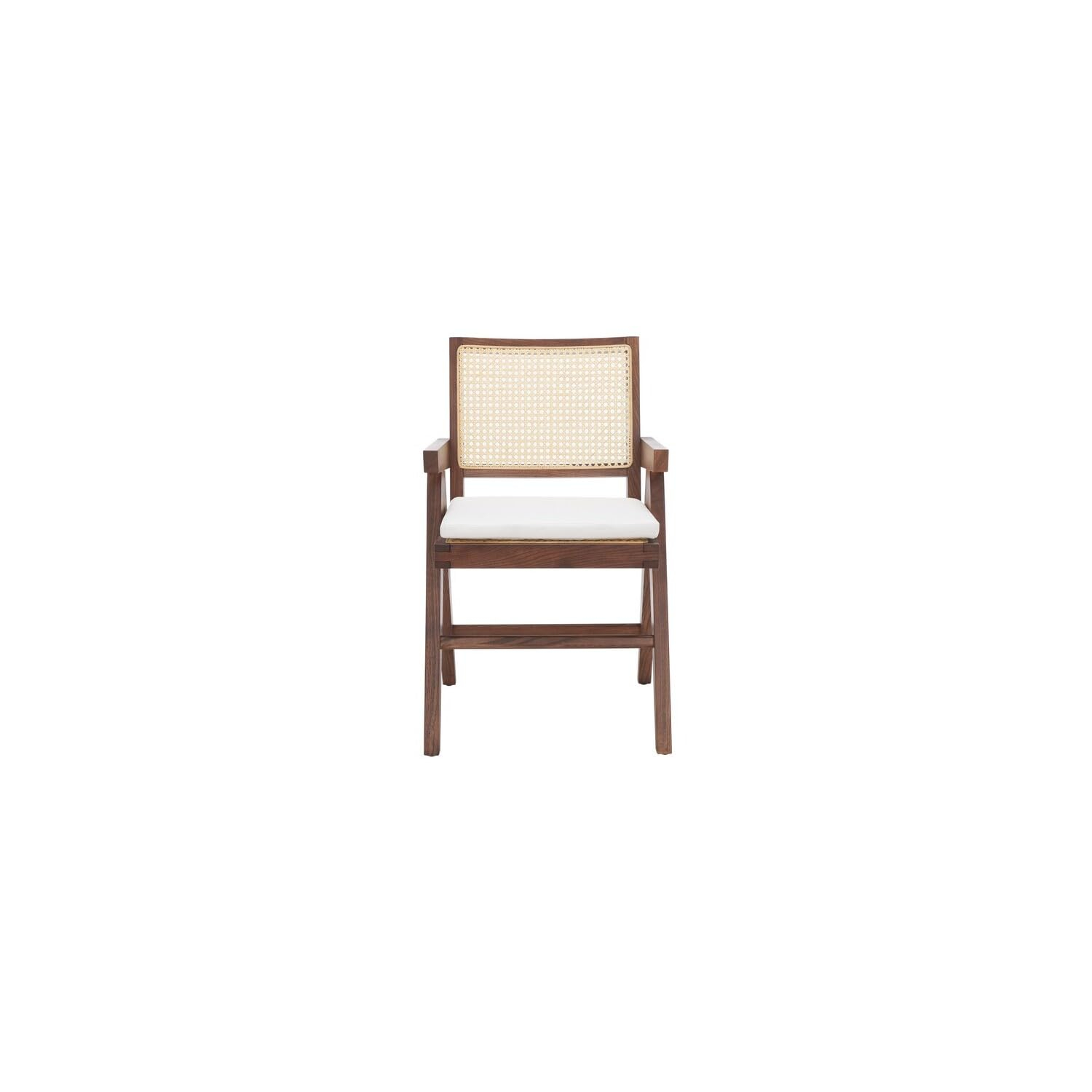 SAFAVIEH Couture Colette Contemporay Linen Solid Dining Armchair, Walnut/Natural