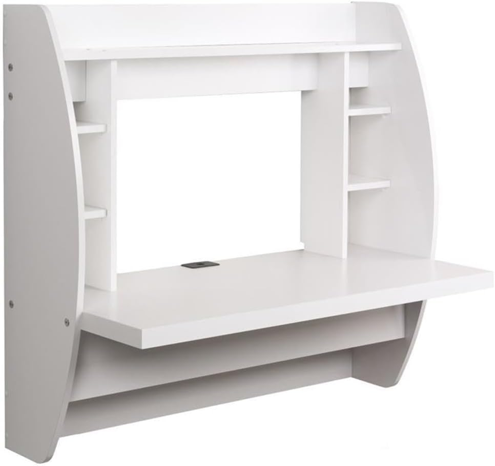 Prepac Floating Desk - Versatile Wall Mounted Desk for Small Spaces, Efficient Computer Desk with Storage, Black Wall Desks, Perfect for Modern Homes