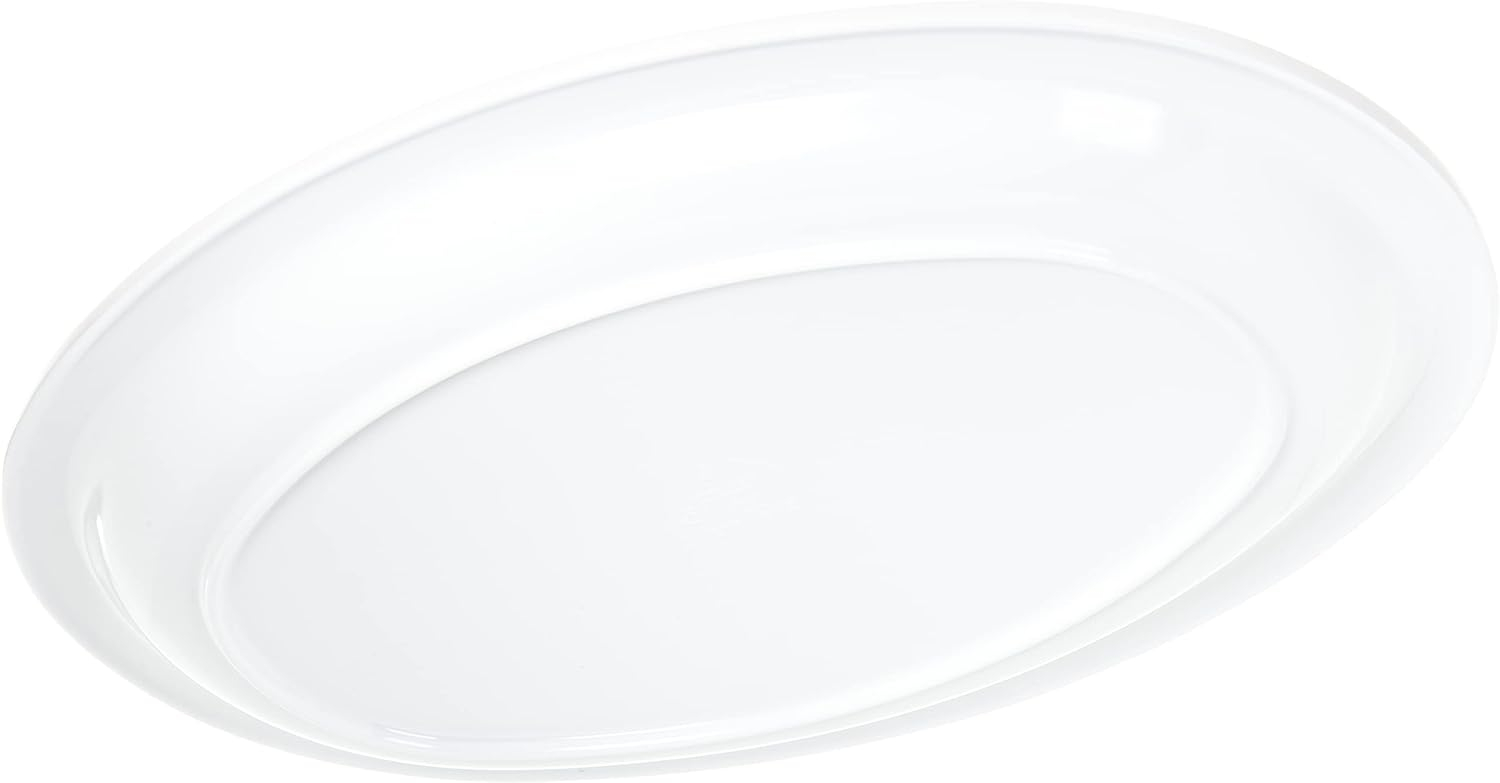 Carlisle FoodService Products Kingline Plastic Oval Platter Oval Tray for Home and Restaurant, Melamine, 13.5 Inches, White, (Pack of 12)