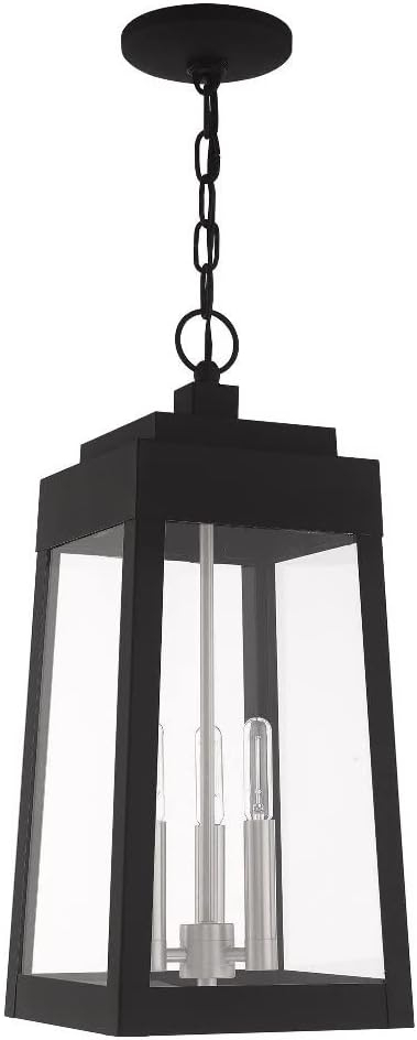 3 Light Outdoor Pendant Lantern in Mid Century Modern Style 8.25 inches Wide By 19.75 inches High-Satin Brass Finish Bailey Street Home