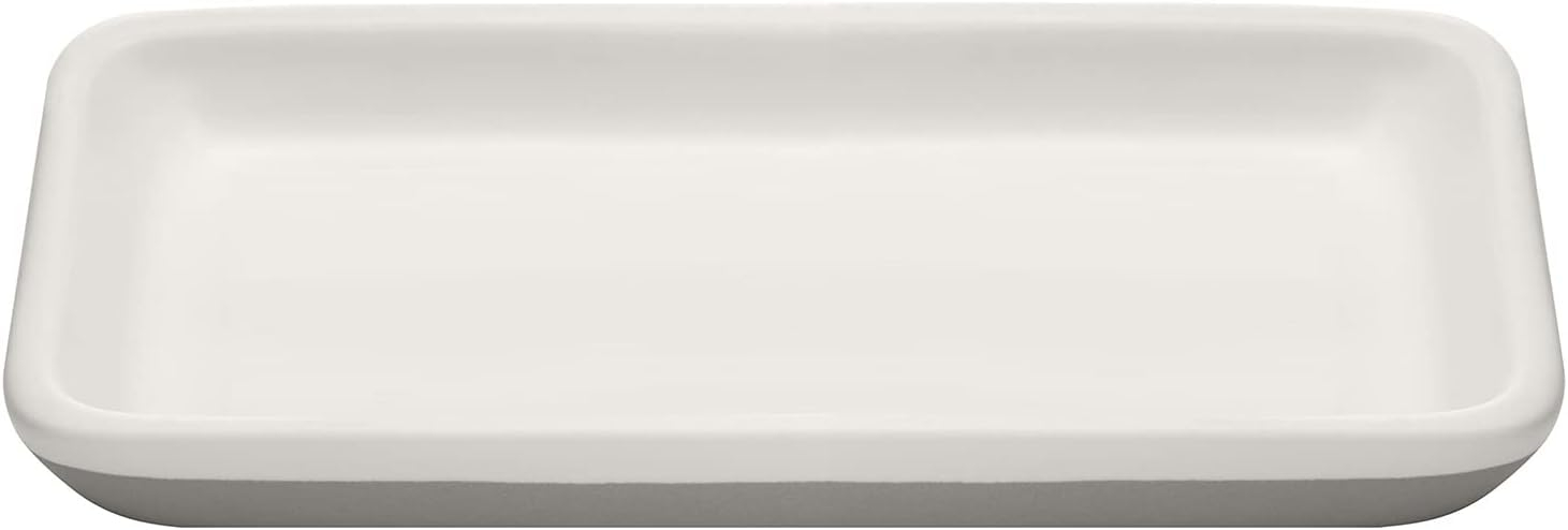 White Ceramic Rectangular Bathroom Tray with Handles