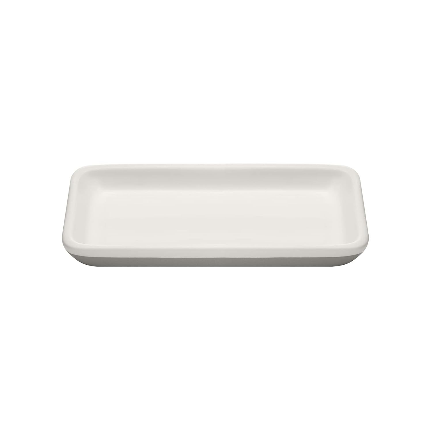 White Ceramic Rectangular Bathroom Tray with Handles